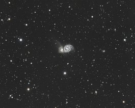 Whirlpool Galaxy (M51) Face-on spiral galaxy located 23 million light-years away in the constellation Canes Venatici. Acquired from Mattawan, MI on April 19 and 26, 2020. Equipment...
