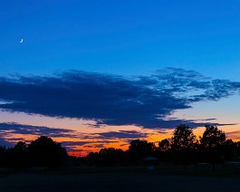 Crescent Moon at Dusk Simple hand-held shot with a Canon 6D and Sigma 28-135mm lens set at 50mm (f/5). It is a 1/40-second exposure at ISO 800 taken on August 3, 2019 from Richland...