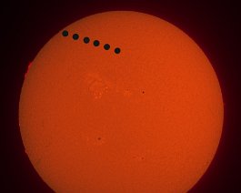 Venus Transit Composite 2012 Transit of Venus: Roger created this composite by taking 1 exposure/second during the course of the transit with his Coronado MaxScope 60 and Lumenera...