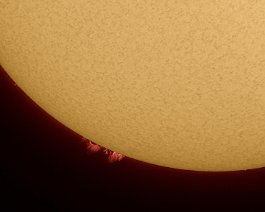 Solar Prominence #1 Image 1 of 3 taken on August 11, 2008 with a Coronado MaxScope 70 & Lumenera.